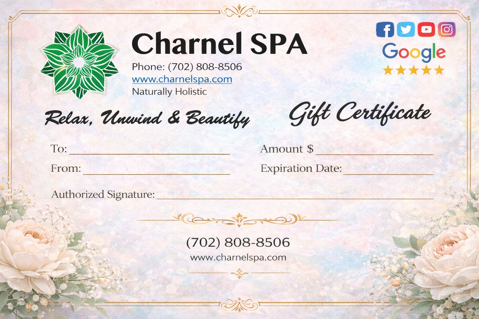 Charnel Spa Gift Certificate